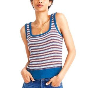 MADEWELL TEAL STRIPED CROPPED SWEATER TANK SIZE SMALL NWT